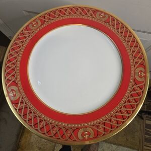 Christian Dior Authentic Ambassador Red and Gold Fine Dining Diner Plate